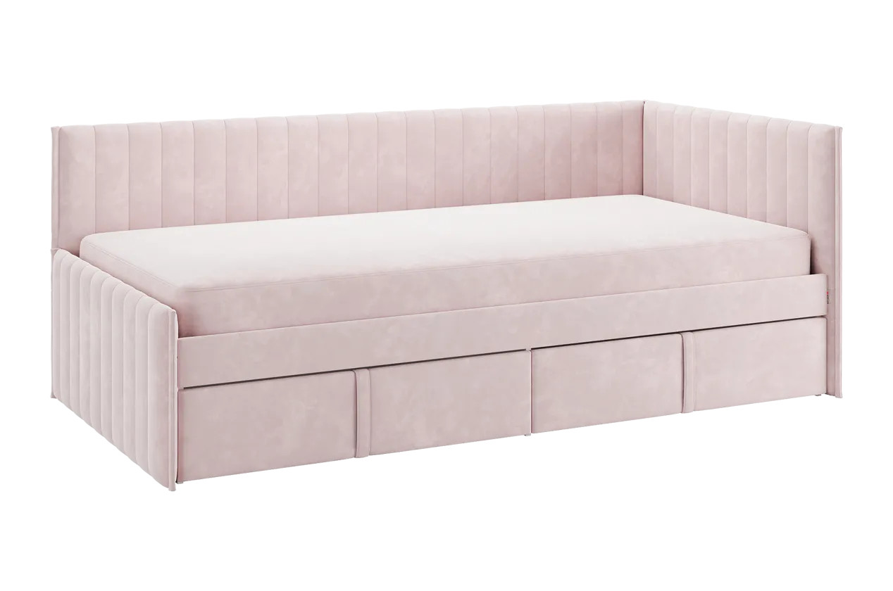 Кровать с ящиками Твикс (Тахта) 90х200 см нежно-розовый (велюр) в Тюмени - mebel-tymen.ru | фото