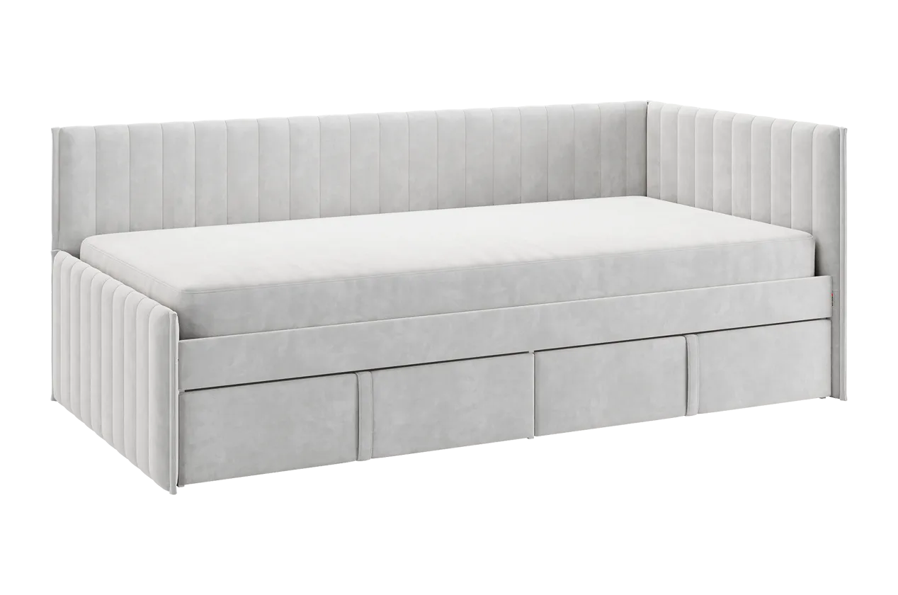 Кровать с ящиками Твикс (Тахта) 90х200 см галька (велюр) в Тюмени - mebel-tymen.ru | фото