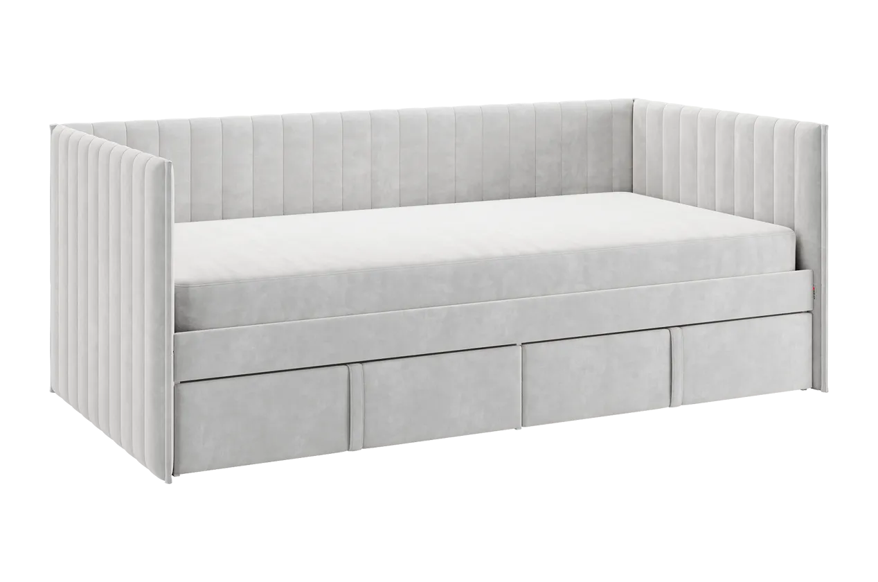 Кровать с ящиками Твикс (Софа) 90х200 см галька (велюр) в Тюмени - mebel-tymen.ru | фото