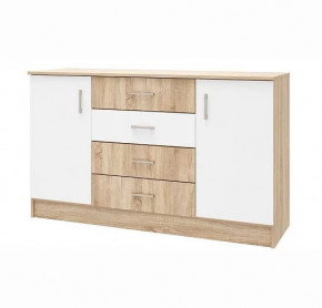 БЕАТРИС К1400 Комод 2дв.4ящ. (ш1406*г439*в824мм), дуб сонома/белый глянец-дуб сонома (2уп) в Тюмени - mebel-tymen.ru | фото