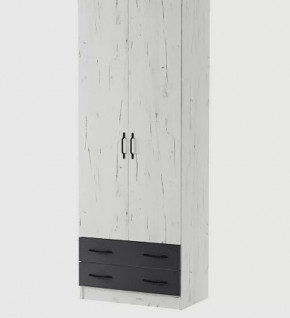 БЕАТРИС Шкаф ДУЭТ 2дв. 2ящ. (ш800*г487в2200мм), дуб крафт белый/дуб крафт белый-антрацит в Тюмени - mebel-tymen.ru | фото