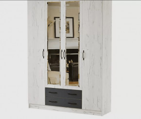 БЕАТРИС Шкаф КВАДРО с 2зер., 4дв. 2ящ. (ш1600*г487в2200мм), дуб крафт белый/дуб крафт белый-антрацит в Тюмени - mebel-tymen.ru | фото