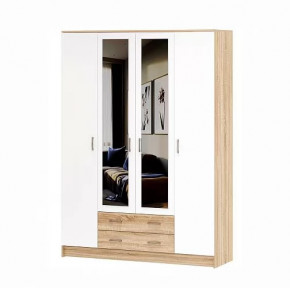 БЕАТРИС Шкаф КВАДРО с 2зер., 4дв. 2ящ. (ш1600*г487в2200мм), дуб сонома/белый глянец-дуб сонома в Тюмени - mebel-tymen.ru | фото