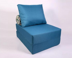 Бескаркасное кресло-кровать-пуф Прайм, рогожка Морская волна+велюр Наска (валик) в Тюмени - mebel-tymen.ru | фото