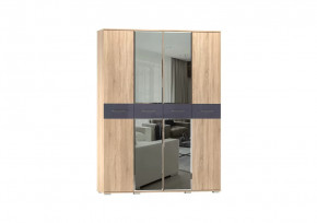 Бьянка Шкаф 4 ств. Дуб Сонома/Графит Глянец в Тюмени - mebel-tymen.ru | фото