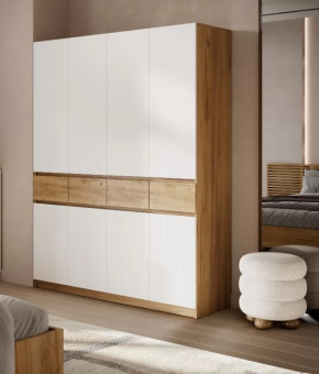 БОСТОН ЛАЙТ Шкаф ШК-004 (4-ств.) ЛДСП (Стиль) (ОР81) дуб крафт золотой/Шифер серый в Тюмени - mebel-tymen.ru | фото