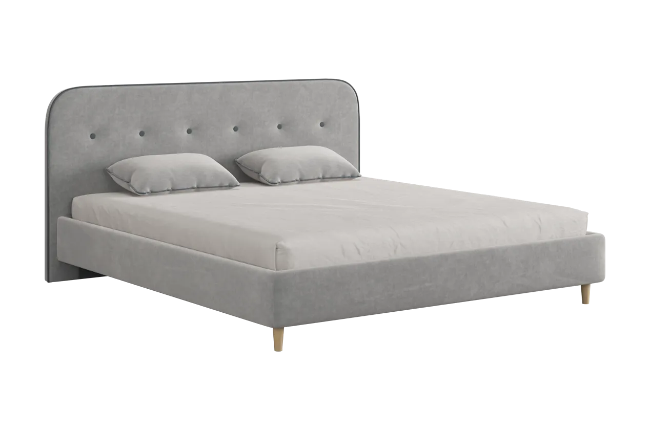 Кровать с основанием Лео 180х200 см галька (велюр)/графит (велюр) в Тюмени - mebel-tymen.ru | фото