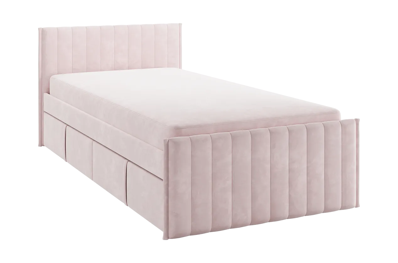 Кровать с ящиками Твикс 90х200 см нежно-розовый (велюр) в Тюмени - mebel-tymen.ru | фото