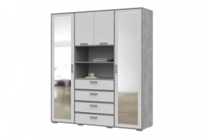 ДЕНВЕР ШК 02 Шкаф с зкркалами 2х дв., 4ящ (ш1800*г504*в2020мм), Ателье светлое /Белая шагрень в Тюмени - mebel-tymen.ru | фото