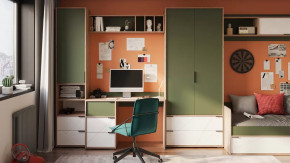 Детская «Лео» Гикори джексон/Белый матовый/Дымчатый зеленый в Тюмени - mebel-tymen.ru | фото