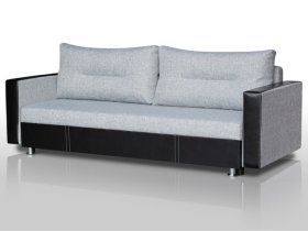 Диван Комфорт с прямыми подлокотниками грей/кожзам в Тюмени - mebel-tymen.ru | фото