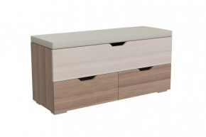 Диван ФЛИНТ (тумба д/обуви) (ш1000*г360*в490мм), ЛДСП Яс шим темн/Яс шим свет-Яс шим темн - к/з беж в Тюмени - mebel-tymen.ru | фото