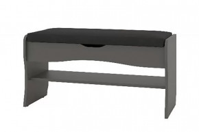 ФЬЮЖЕН Диван (тумба для обуви) (ш900*г370*в470мм), ЛДСП Графи т- кожзам черный в Тюмени - mebel-tymen.ru | фото