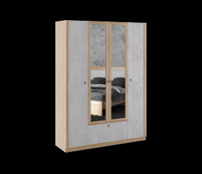 Глэдис спальня М24 Шкаф 4 двери Дуб золото / Цемент светлый в Тюмени - mebel-tymen.ru | фото