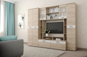 Гостиная Белла Дуб сонома/Белый глянец в Тюмени - mebel-tymen.ru | фото