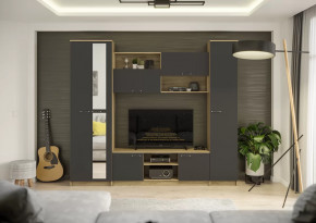 Гостиная Герда Дуб крафт серый/Антрацит в Тюмени - mebel-tymen.ru | фото