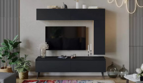 Гостиная «Глосс» №4 Яблоня Беллуно/Cтекло Графит матовый/Серый в Тюмени - mebel-tymen.ru | фото