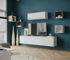 Гостиная МЭНКС №2 Белый/Белый-Серый графит в Тюмени - mebel-tymen.ru | фото