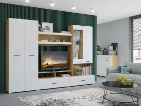 Гостиная Ненси-1 Крафт золотой-Белый глянец в Тюмени - mebel-tymen.ru | фото