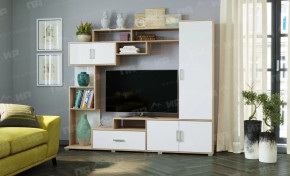 Гостиная "ПЕКИН", (ш2100*г400*в1785мм) ЛДСП, дуб сонома/белый глянец в Тюмени - mebel-tymen.ru | фото