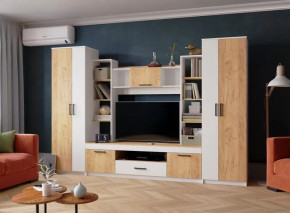 Гостиная СИДНЕЙ-2 (ш3000*г470*в2000мм), Белый/ЛДСП Дуб крафт золотой в Тюмени - mebel-tymen.ru | фото