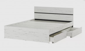 ГРЕТТА Кровать 1600 (2добора, 2 ящ) (с/м 1600*2000мм) (б/матр.), ЛДСП дуб крафт белый-антрацит НАСТИЛ в Тюмени - mebel-tymen.ru | фото