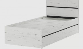 ГРЕТТА Кровать  900 (1добор, 2ящ) (с/м  900*2000мм) (б/матр.), ЛДСП дуб крафт белый-антрацит  НАСТИЛ в Тюмени - mebel-tymen.ru | фото