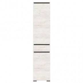 ГРЕТТА Пенал 2С1Я с ящиком (ш450*г411*в2120мм), ЛДСП дуб крафт белый-антрацит/ЛДСП дуб крафт белый в Тюмени - mebel-tymen.ru | фото