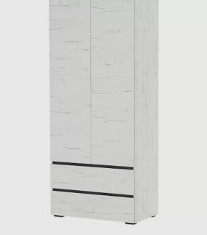 ГРЕТТА Шкаф 2С2Я 2дв, 2ящ. (ш900*г507*2120мм), ЛДСП дуб крафт белый-антрацит/ЛДСП дуб крафт белый в Тюмени - mebel-tymen.ru | фото