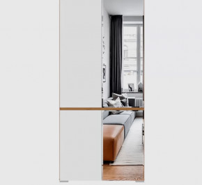 ГРЕТТА Шкаф 2С2ЗР с зерк. (ш900*г411*в2120мм), ЛДСП дуб крафт золотой/ЛДСП белый в Тюмени - mebel-tymen.ru | фото