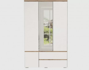 ГРЕТТА Шкаф 4С2Я с 1 зерк. (ш1300*г507*2120мм), ЛДСП дуб крафт золотой/ЛДСП белый в Тюмени - mebel-tymen.ru | фото