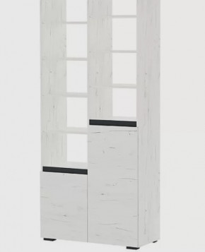 ГРЕТТА Стеллаж 2С открытый (ш900*г411*в2120мм), ЛДСП дуб крафт белый-антрацит/ЛДСП дуб крафт белый в Тюмени - mebel-tymen.ru | фото