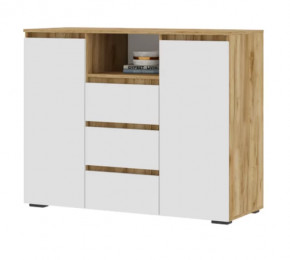 ХЕЛЕН КМ01 Комод 3ящ., 2дв., (ш1202*г460*в958мм), Дуб Крафт Золотой/Белый в Тюмени - mebel-tymen.ru | фото