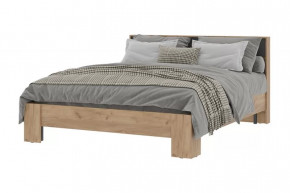 ХЕЛЕН КР03 Кровать (сп/м 1600*2000мм), (с основанием, б/матраса), Дуб Крафт Золотой/Серый Графит в Тюмени - mebel-tymen.ru | фото