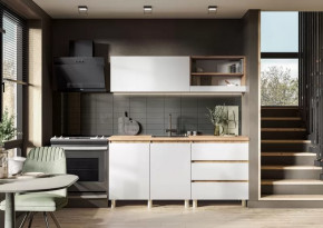 ХЕЛЕН Кухня 1.7м, ЛДСП Дуб Крафт Золотой/ЛДСП Белый ПФ(38) Вотан (б/сушки,б/мойки) в Тюмени - mebel-tymen.ru | фото