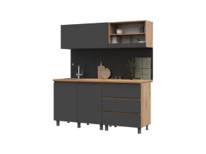 ХЕЛЕН Кухня 1.7м, ЛДСП Дуб Крафт Золотой/ЛДСП Серый графит ПФ(38) Вотан (б/сушки,б/мойки) в Тюмени - mebel-tymen.ru | фото