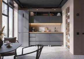 ХЕЛЕН Кухня 2.0м, ЛДСП Дуб Крафт Золотой/ЛДСП Серый графи ПФ(38) Вотан-2м цельная (б/сушки, б/мойки) в Тюмени - mebel-tymen.ru | фото