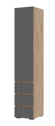 ХЕЛЕН ПН03 Пенал закрытый 1дв., 3ящ. (ш400*г460*в2100мм), Дуб Крафт Золотой/Серый Графит в Тюмени - mebel-tymen.ru | фото