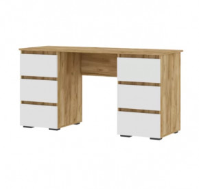 ХЕЛЕН ПС02 Стол письменный с 6 ящиками (ш1400*г500*в730мм), Дуб Крафт Золотой/Белый в Тюмени - mebel-tymen.ru | фото