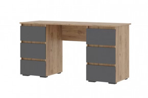 ХЕЛЕН ПС02 Стол письменный с 6 ящиками (ш1400*г500*в730мм), Дуб Крафт Золотой/Серый Графит в Тюмени - mebel-tymen.ru | фото