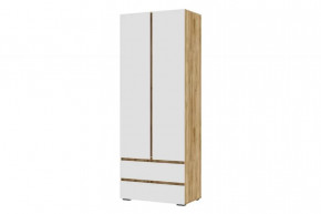 ХЕЛЕН ШК01 Шкаф 2х ств., 2ящ., (ш802*г460*в2100мм), Дуб Крафт Золотой/Белый в Тюмени - mebel-tymen.ru | фото