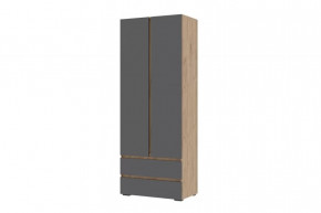 ХЕЛЕН ШК01 Шкаф 2х ств., 2ящ., (ш802*г460*в2100мм), Дуб Крафт Золотой/Серый Графит в Тюмени - mebel-tymen.ru | фото