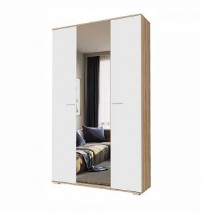 ИТАЛИЯ ШК-1300 Шкаф 3дв с зеркалом (ш1300*г370*в2152мм), дуб сонома/белый глянец в Тюмени - mebel-tymen.ru | фото