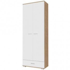 ИТАЛИЯ ШК1Я-800 Шкаф 2дв, 1ящ (ш800*г370*в2152мм), дуб сонома/белый глянец (2уп) в Тюмени - mebel-tymen.ru | фото