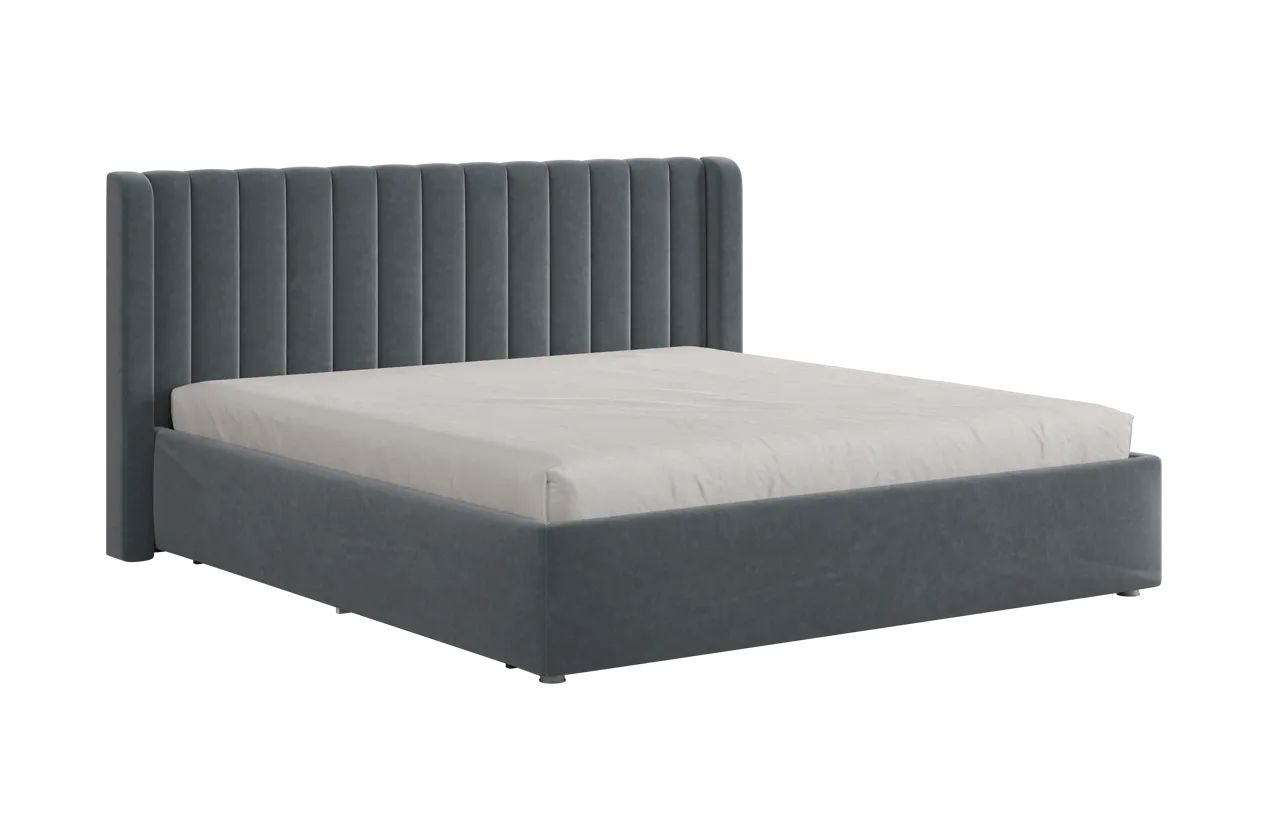 Кровать (каркас) Ева 180х200 см графит (велюр) в Тюмени - mebel-tymen.ru | фото