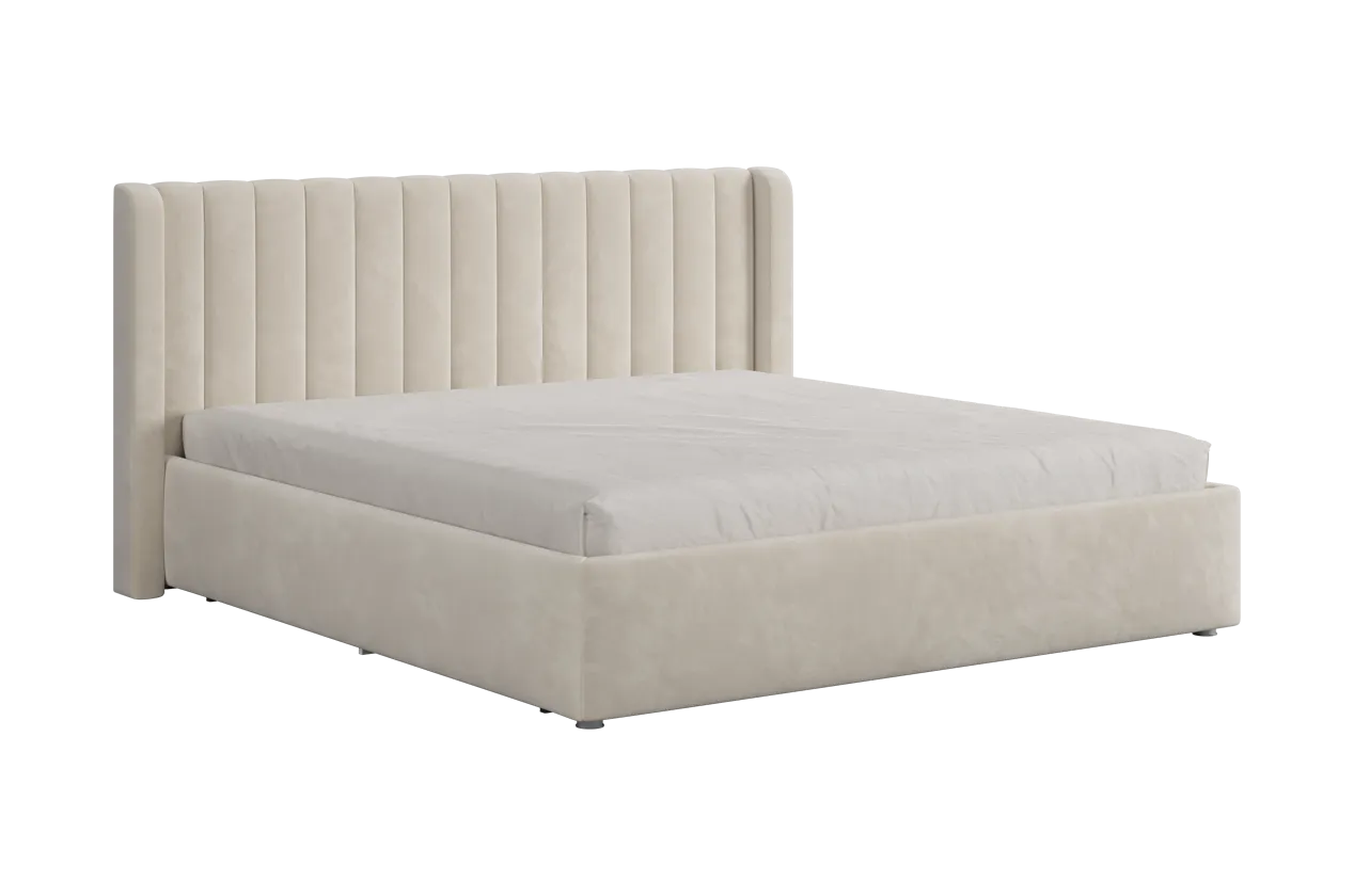 Кровать (каркас) Ева 180х200 см крем (велюр) в Тюмени - mebel-tymen.ru | фото