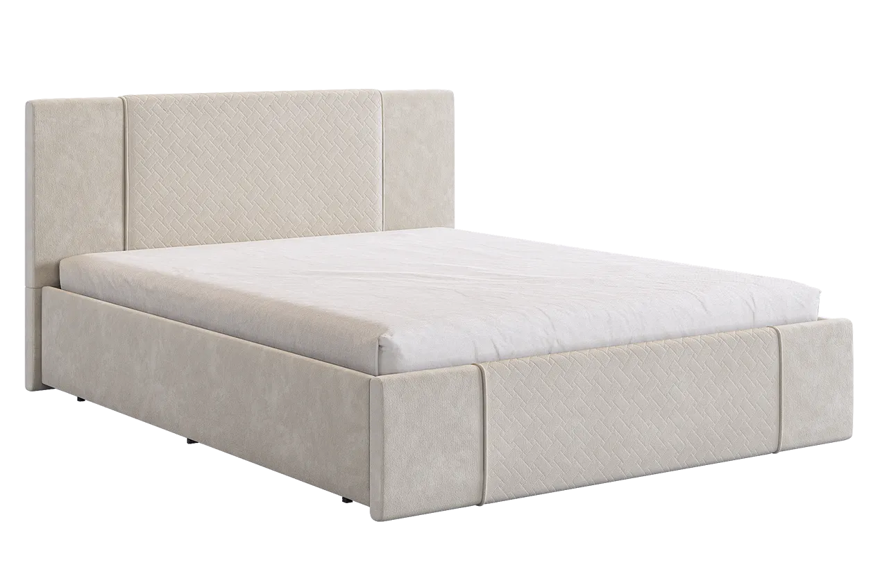 Кровать с основанием Хлоя 160х200 см крем (велюр) в Тюмени - mebel-tymen.ru | фото