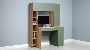 Комфорт Стол компьютерный 12.71  (Гикори рокфорд натуральный/Дымчатый зеленый) в Тюмени - mebel-tymen.ru | фото