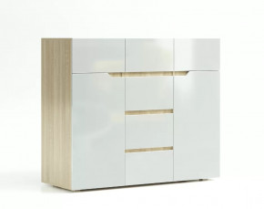 Комод 1200 ТРИО Дуб сонома светлый/Белый глянец в Тюмени - mebel-tymen.ru | фото