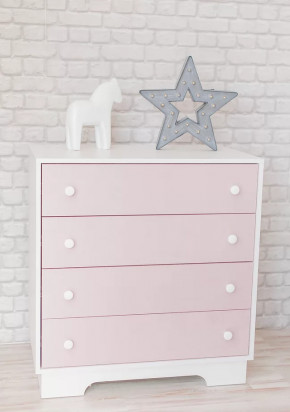 Комод 4 ящика "Облако"  Белый/суперматовый розовый в Тюмени - mebel-tymen.ru | фото